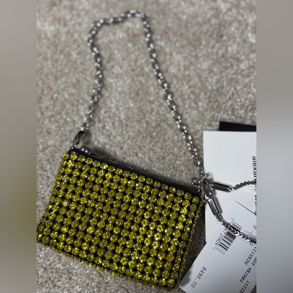 Alexander Wang Nano Rhinestone Crystal Embellished Shoulder Bag NWT in Yellow - Picture 6 of 17